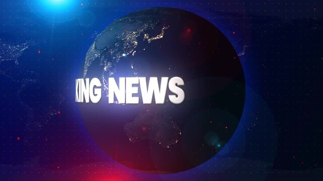 Breaking News Template intro for TV broadcast news show program with 3D breaking news text against global spinning earth cyber and futuristic style