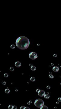 bubbles fly seamless loop animation. Rise of bubbles on black background. Full HD. 4K