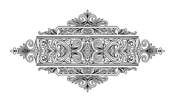 SEO Friendly Title:
Elegant Black and White Ornamental Frame and Decorative Pattern Line Art Vector