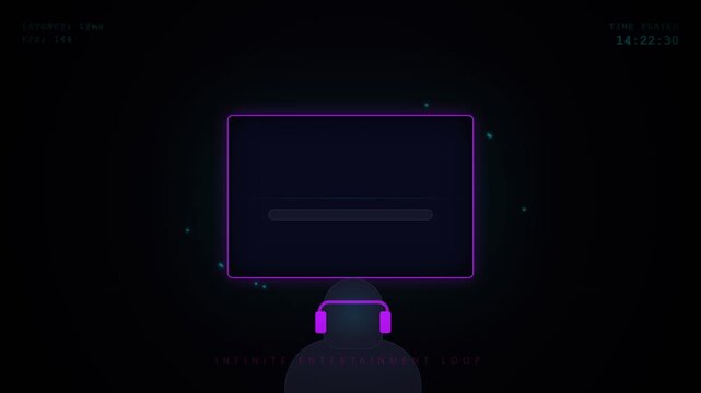 Neon lit computer screen loading.