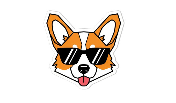 Geometric corgi dog sticker sunglasses cute modern animal vector design