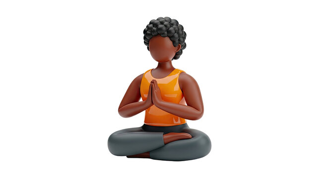 3D Render of a Woman Meditating in Lotus Pose