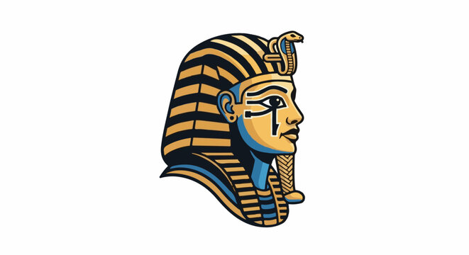 Stylized profile of a pharaoh wearing a nemes headdress and cobra