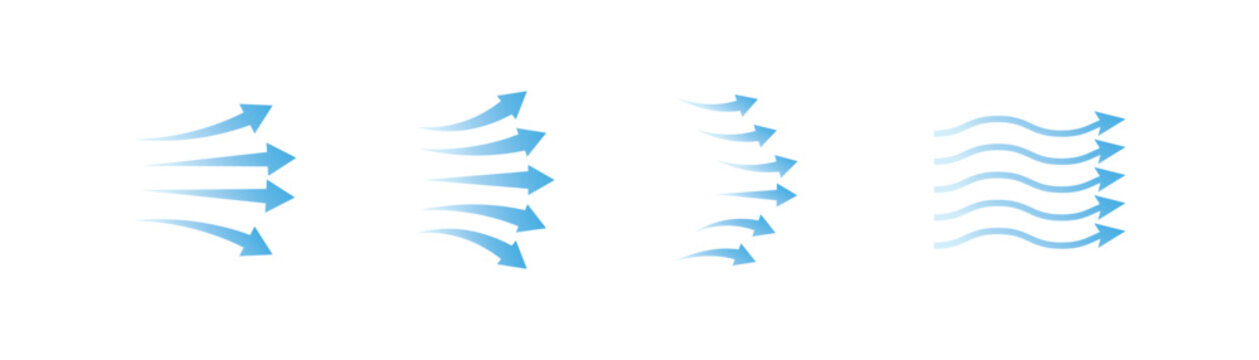Air flow showing air movement of arrows. Wind Direction Flow Lines, Cold Air Symbol, UI UX Infographic Design. vector illustration.eps10