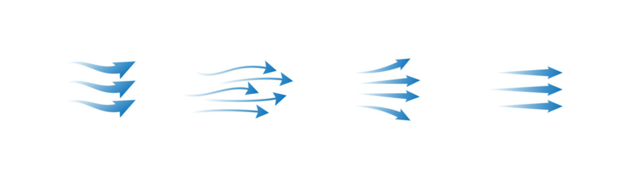 Air flow showing air movement of arrows. Wind Direction Flow Lines, Cold Air Symbol, UI UX Infographic Design. vector illustration.eps10
