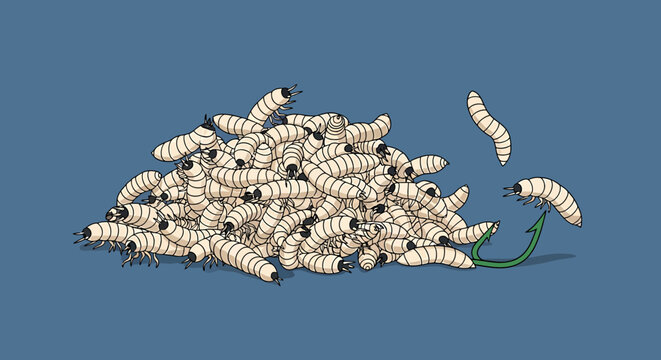 Larvae Insects Crawling on Pile.