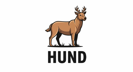 Fototapeta premium Stylized deer stands on grass above bold text