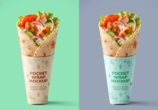 Chicken Wrap Sandwich in Blank Paper Holder