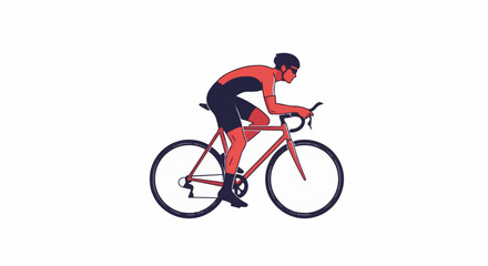 Fototapeta premium Stylized illustration of a cyclist in motion on a red bicycle