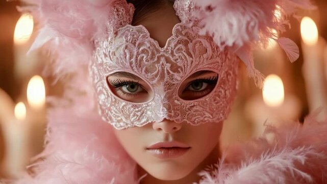 Guests arrive at a masquerade party wearing colorful masks and stylish outfits. The atmosphere is lively as people dance, chat, and enjoy drinks under soft lights