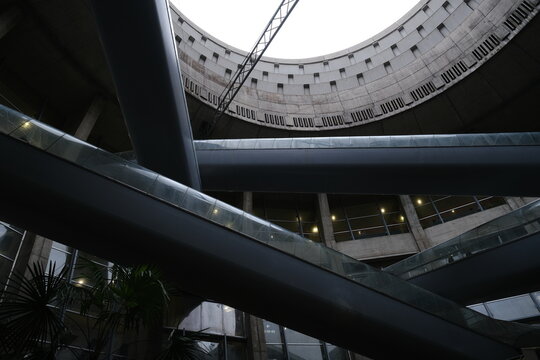 Roissy, France - August 1, 2026. A view inside the emblematic airport building, Terminal 1.