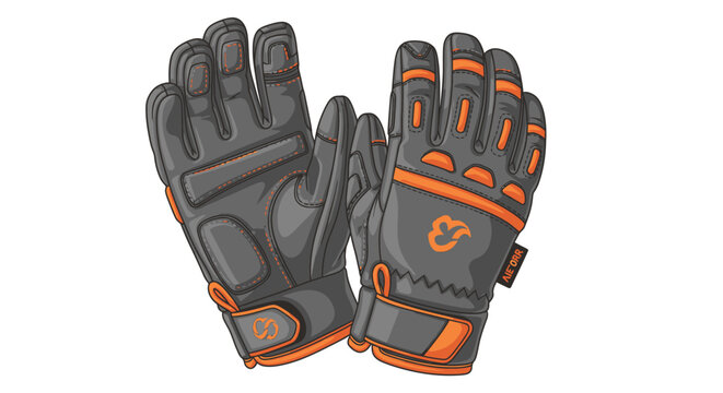 Pair of Durable Work Gloves with Orange Accents, Isolated.