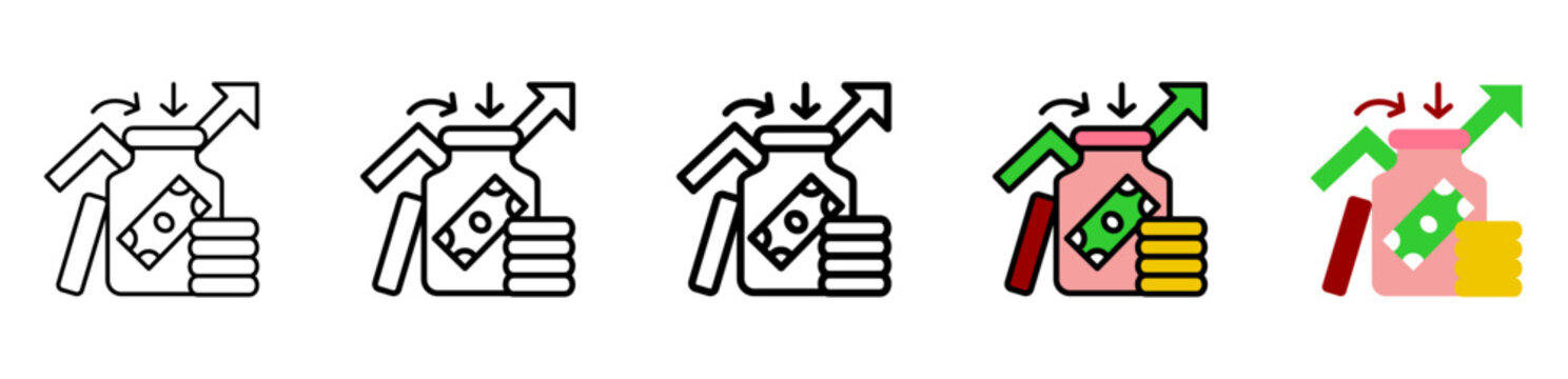 Inflow Icon With Differences and Colors Style Illustration