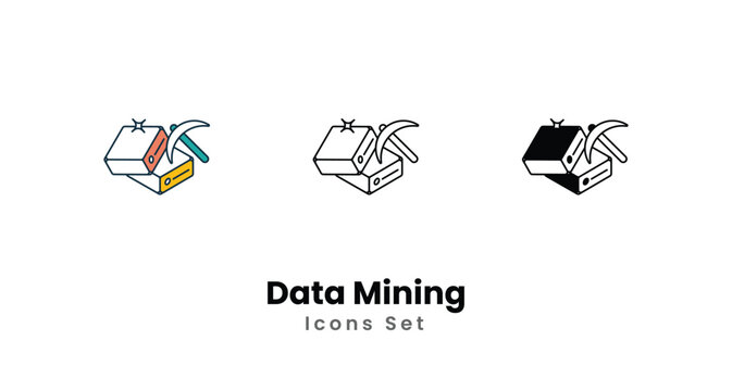 Data Mining icons vector set stock illustration