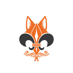 Stylized fleur de lis mascot logo with fox ears © Kumala