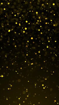 Shiny Gold Dust in Air Moving Slowly with Light Bokeh on Black Background. Full HD. 4K