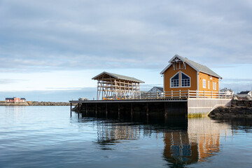 Obraz premium Wooden fishing huts in the Lofoten islands, Norway