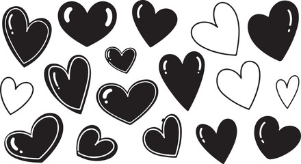 Fototapeta premium Hand drawn shape heart with cute sketch line, divider shape. Love doodle isolated on white background for wedding, mother, woman or valentines day.