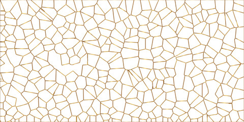 Obraz premium Golden gradient lines stroke abstract white crystalized broken glass background. Voronoi diagram background. abstract desktop texture design digital art wallpaper, vector illustration.