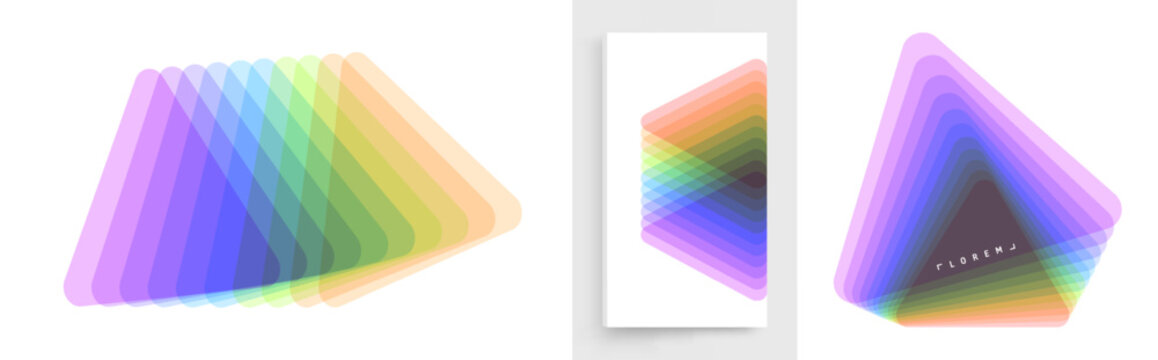 Geometric triangular shape isolated on a white background. Offset and overlapping layers. Semi-transparent element. Template for an invitation to an event or conference. Vector illustration for design