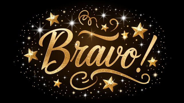 Bravissimo Gold Stars Celebration Greeting Award Typography Design