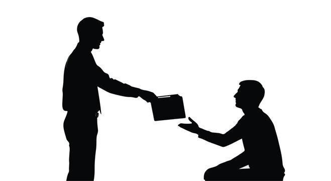 Two men exchanging documents in business meeting, teamwork and partnership concept, office work and communication, collaboration and agreement