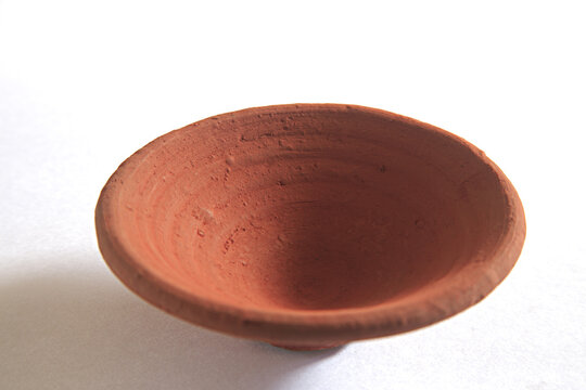 clay bowl isolated on white background
