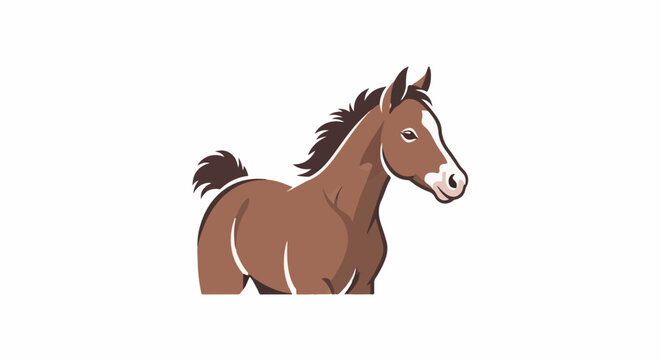 A brown horse with a white stripe down its face and a dark mane