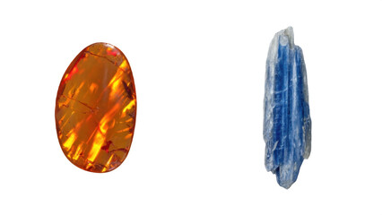 Naklejka premium Stunning Amber and Kyanite Crystals on Transparent Background