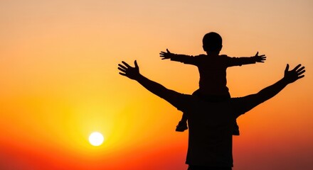 Fototapeta premium Heartwarming father's day silhouette a dad's love and a child's joyful moment