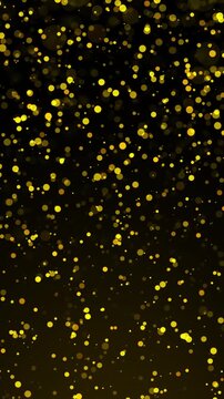 Shiny Gold Dust in Air Moving Slowly with Light Bokeh on Black Background. Full HD. 4K