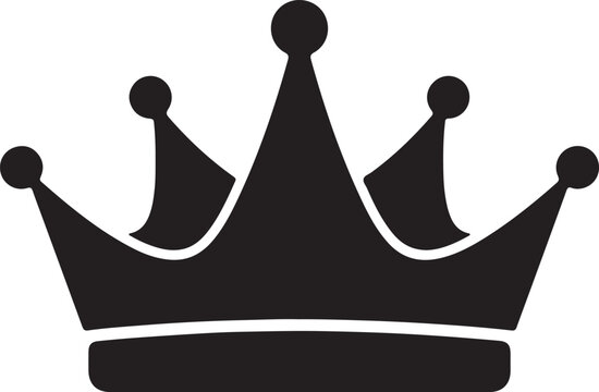 A classic crown symbolizing royalty and monarchy with five distinct points silhouette vector icon