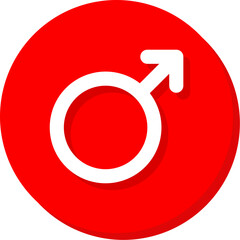 White male mars symbol on red circular background for gender and social profiles © titileedzs