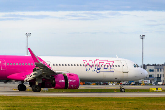 Gdansk, Poland - April 18, 2026: Wizzair Airbus airplane at Gdansk Airport, Poland