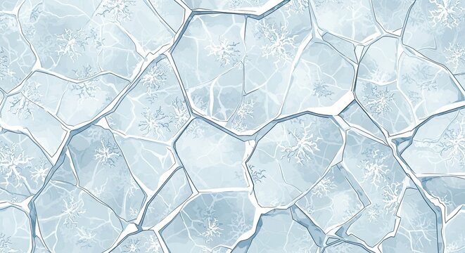 Abstract illustration of a transparent ice surface with cracks and light reflections