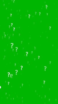 Question mark background animation with blink question marks on green background. who, why, where, how, what Full Hd. 4K