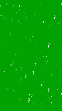 Question mark background animation with blink question marks on green background. who, why, where, how, what Full Hd. 4K