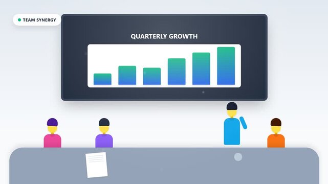 Business people analyzing quarterly growth graph.