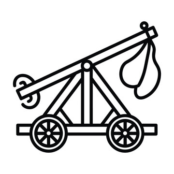 Catapult Siege Machine Line Icon Vector Design.