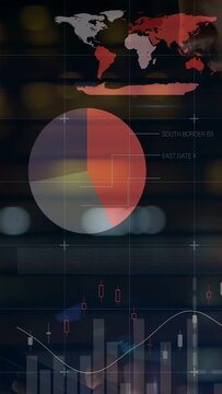 Vertical video: Analyst tapping tablet initiating testing charts for analytics while face observing