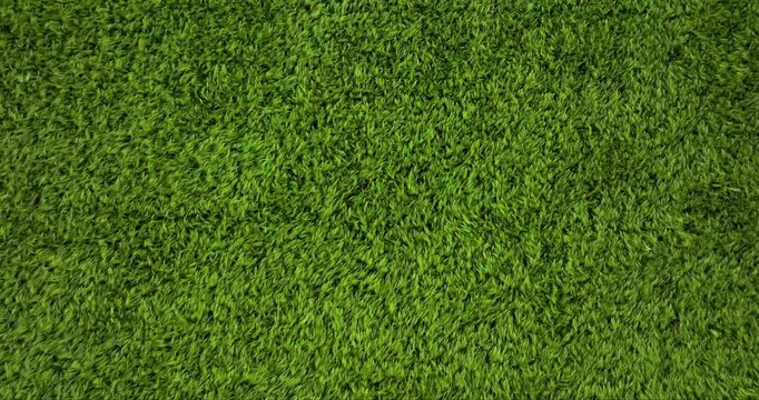 Aerial view of a vibrant green grass field, revealing a textured landscape full of verdant tones and shades, Dieblich, Germany.