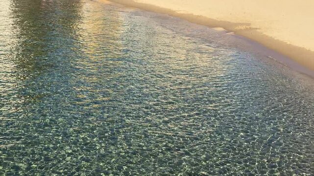 Crystal clear sea and sandy beach in Santa Maria di Castellabate, Marina Piccola coastline, Mediterranean Italy 4K