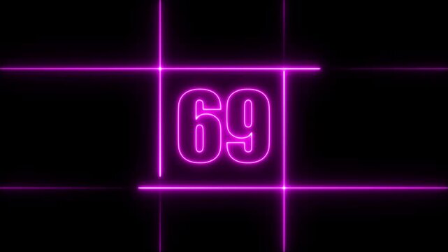 75 to 0 second modern digital countdown timer neon light style on black background, 75 seconds simple countdown timer. 75 second technology digital neon led light game timer animation