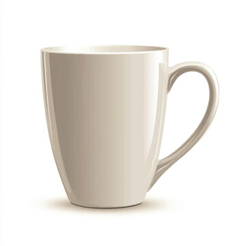 White ceramic mug with handle simple design everyday use classic shape perfect for coffee or tea.