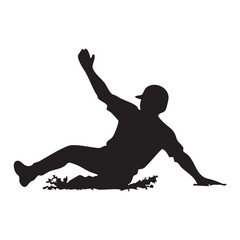 Fototapeta premium Baseball Player Sliding into Base Silhouette Vector