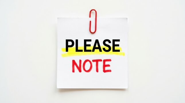 Please note handwritten message on white paper with red clip.