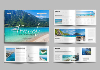 Clean Travel Magazine Template with Adventure Photography Design
