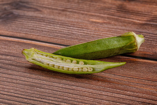 Fresh green bamia - okra vegetable