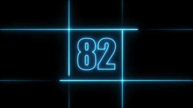 90 to 0 second modern digital countdown timer neon light style on black background, 90 seconds simple countdown timer. 90 second technology digital neon led light game timer animation