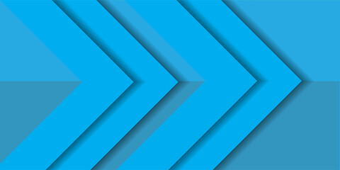 Fototapeta premium Abstract geometric background with blue chevron arrows and shadows.